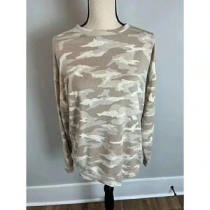 Athleta Camo Brown Pullover Stretch Active Women's Long Sleeve Shirt S